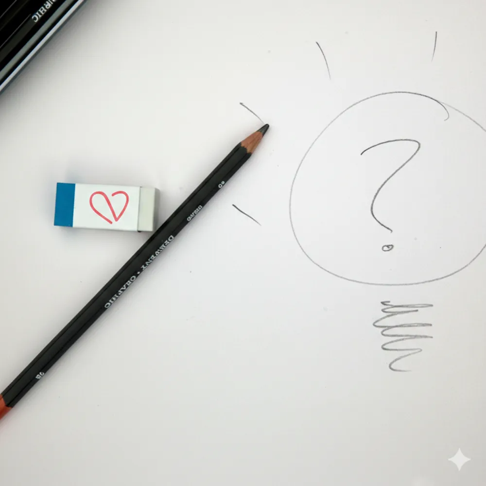 Grafik, Stift und Fragezeichen